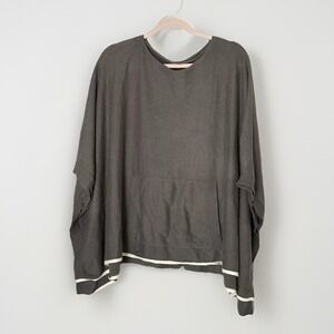 Prana Celestia Poncho Gray Cotton Cashmere Cozy Boho Kangaroo Pocket One Size